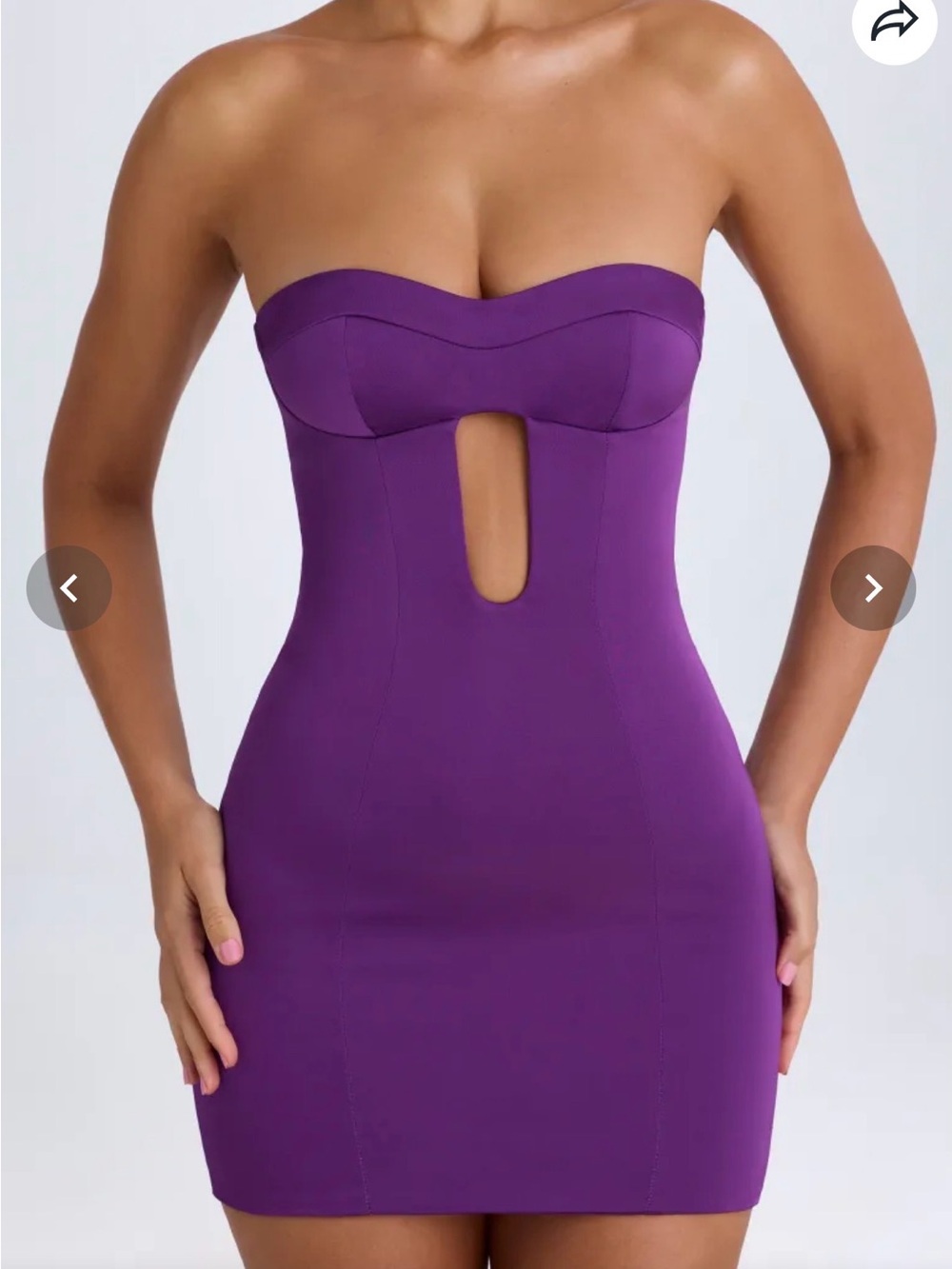 Oh Polly Strapless Purple Cutout Bodycon Mini Dress - Picture 5 of 6